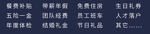 尊龙凯时 - 人生就是搏!员工福利：餐费补贴、五险一金、年度体检、带薪年假、团队经费、结婚礼金、免费住房、员工班车、节日礼品、生日礼券、人才落户、其它……